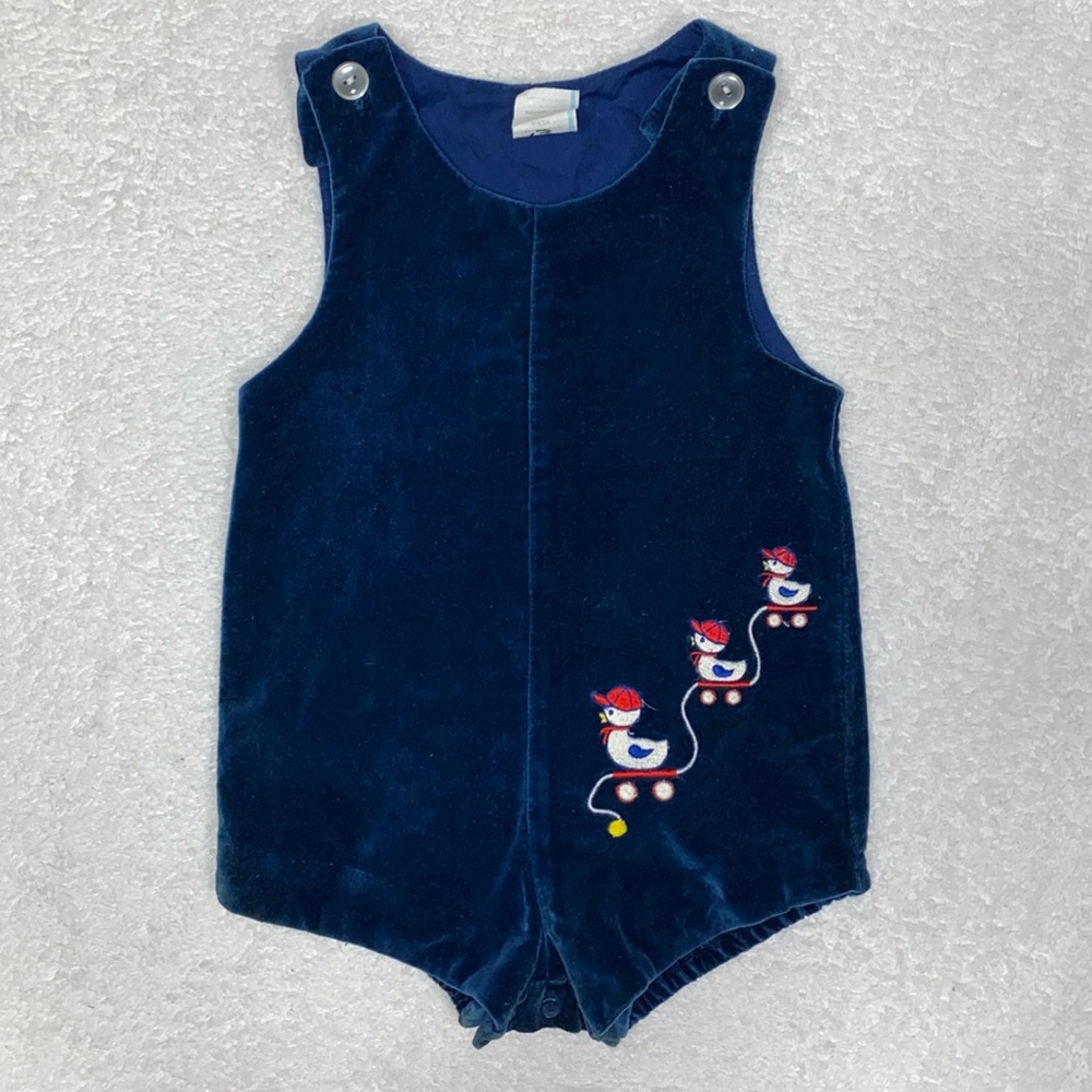 Vintage cradle togs navy velvet duckie Jon Jon 6/9m